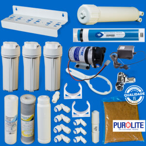 kit deonizador 4 estagio resina mista MB400 Purolite bomba 75 gpd