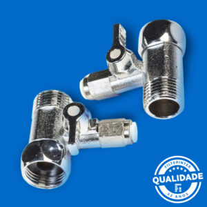 Adaptador Torneira Cromado com Rosca Macho 1/2″ x Fêmea 1/2″ com Registro 1/4″