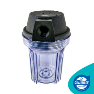 Carcaça De Filtro 5" Transparente FICP 05TR 1-2 TAMPA PRETA SP20 S ALIVIO DE PRESSÃO (6936) - Filterinter Filtros