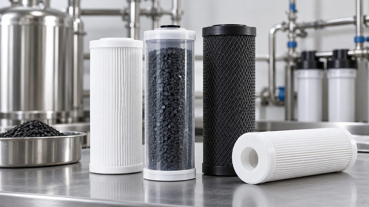 filtro-carvao-ativado-tecnico Cartuchos de filtro de carvão ativado em ambiente técnico